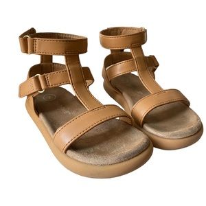 Cat & Jack tan Lennie footbed sandals - velcro - GUC - 7 toddler